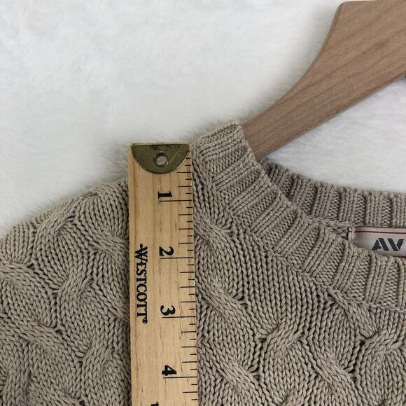 VTG AVIREX Y2K Sweater Men's Sz L Cream 100% Cotton Cable Knit Crew Neck L/S - Picture 6 of 11